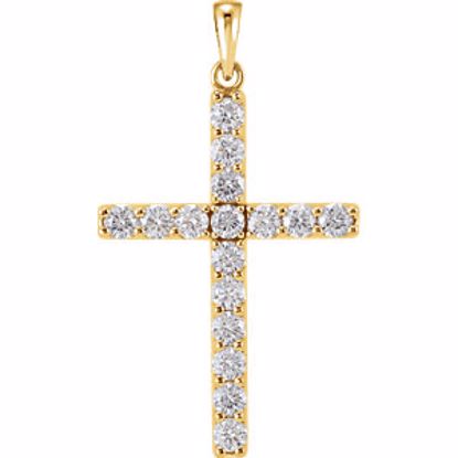 R42308:10190:P 14kt Yellow 1 1/4 CTW Diamond Cross Pendant