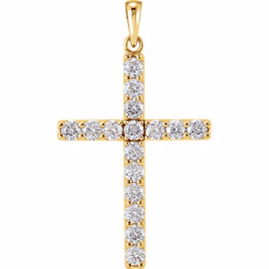 R42308:10190:P 14kt Yellow 1 1/4 CTW Diamond Cross Pendant