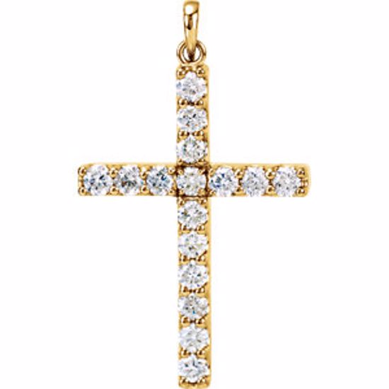 R42308:10160:P 14kt Yellow 1 1/5 CTW Diamond Cross Pendant