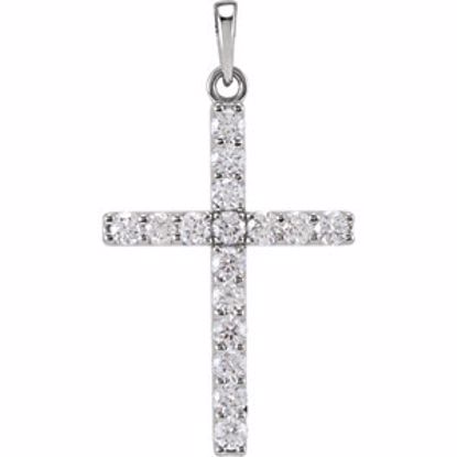 R42308:10140:P 14kt White 3/4 CTW Diamond Cross Pendant