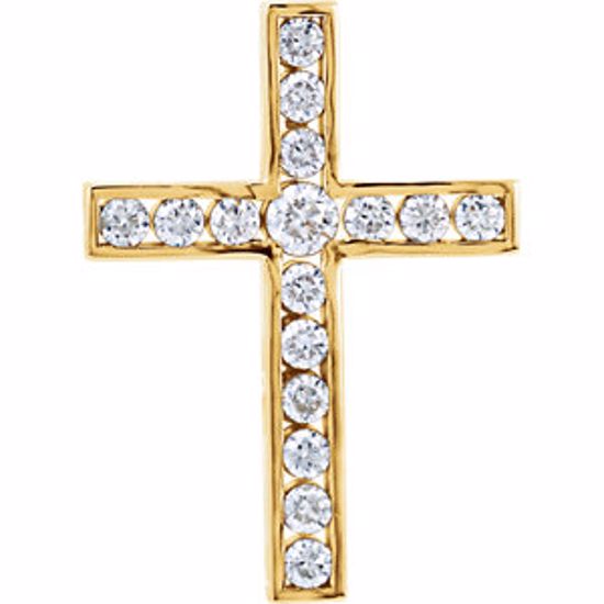 R42310:10090:P 14kt Yellow 3/4 CTW Diamond Cross Pendant