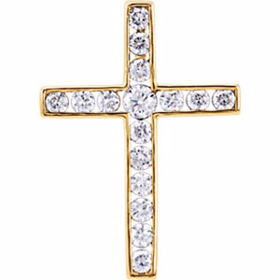 R42310:10050:P 14kt Yellow 1/3 CTW Diamond Cross Pendant