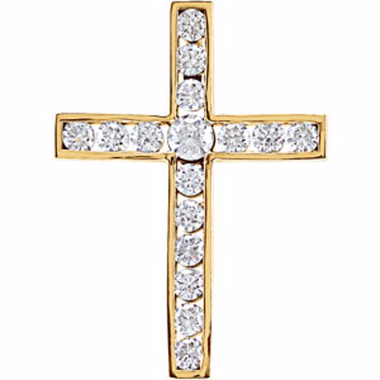 R42310:10210:P 14kt Yellow 1/2 CTW Diamond Cross Pendant