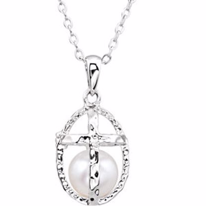 650823:6000:P Sterling Silver 7-8mm Pearl Commitment 18" Necklace with Packaging