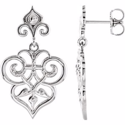 85588:2003:P 14kt White Decorative Dangle Earrings