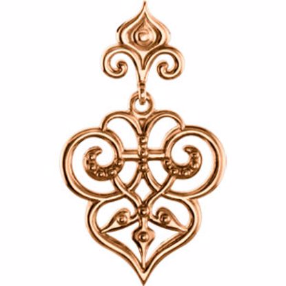 85589:1004:P 14kt White Fleur-De-Lis Decorative Dangle Pendant