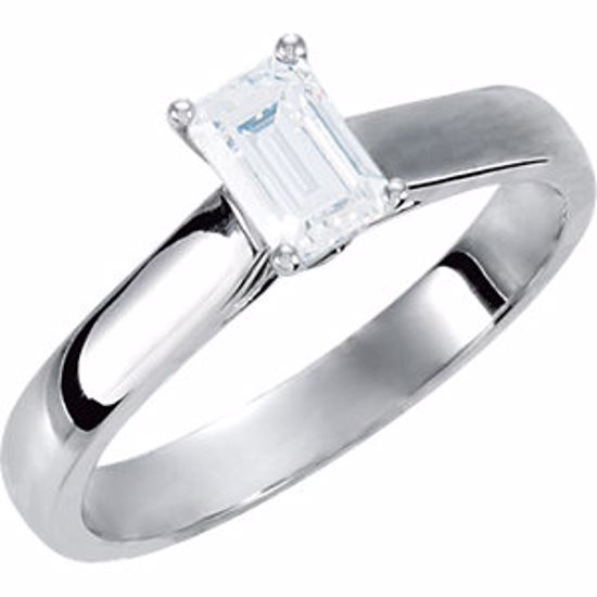 67960:6001:P 14kt White .05 CTW Diamond Engagement Ring with 8x6mm Cubic Zirconia