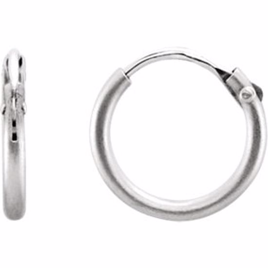 2569:10025:P Platinum 10.25mm Satin Finish Hoop Earrings