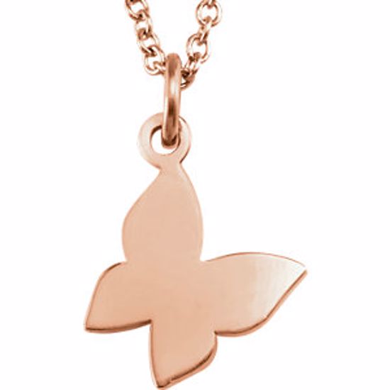 85790:1003:P 14kt Rose Butterfly 18" Necklace