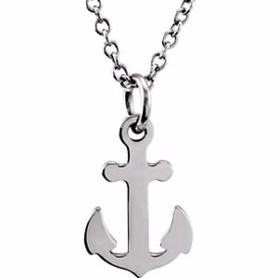 85786:1002:P 14kt White Anchor 18" Necklace