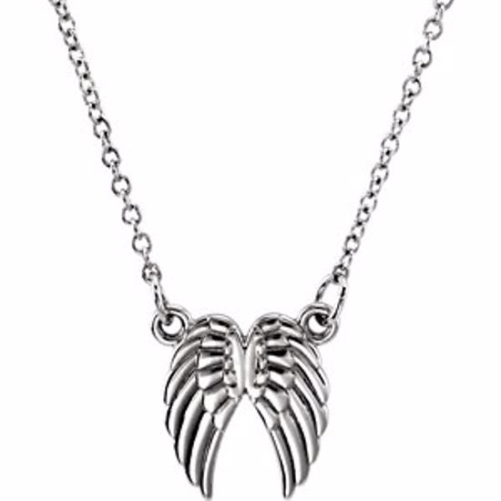 85800:1002:P 14kt White Angel Wings 16-18" Necklace