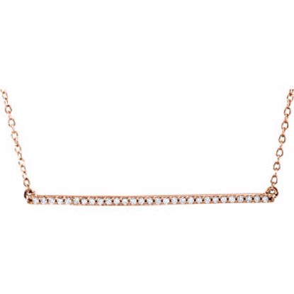 651084:60002:P 14kt Rose 1/6 CTW Diamond Bar 16-18" Necklace