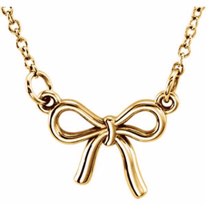 85802:1001:P 14kt Yellow Knotted Bow 18" Necklace