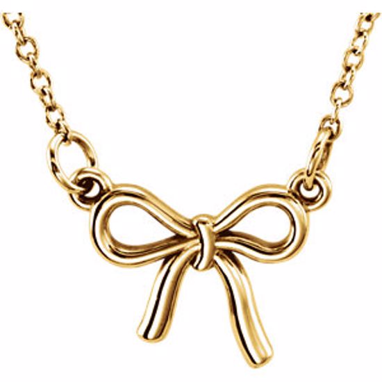 85802:1001:P 14kt Yellow Knotted Bow 18" Necklace