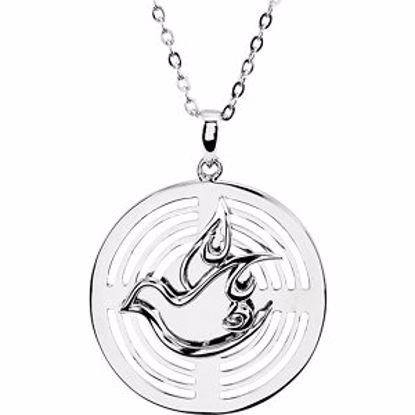 R45383:100:P Sterling Silver 25.30mm Confirmation Sponsor 18" Necklace with Box