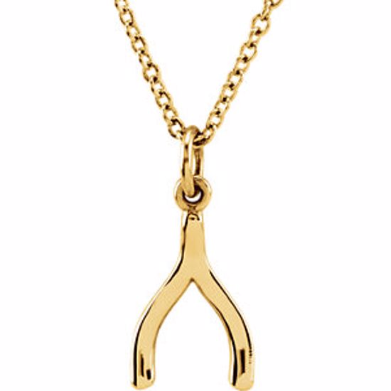 85801:1001:P 14kt Yellow Wishbone 18" Necklace