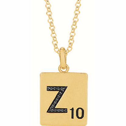 651121:100:P Gold Plated Sterling Silver .04 CTW Black Diamond Letter "Z" 18" Necklace