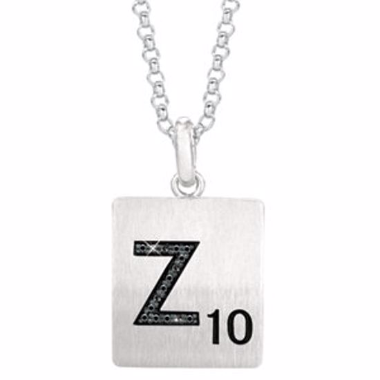 651121:101:P Sterling Silver 3/8 CTW Black Diamond Letter "Z" 18" Necklace