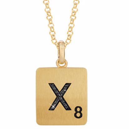 651121:104:P Gold Plated Sterling Silver .03 CTW Black Diamond Letter "X" 18" Necklace