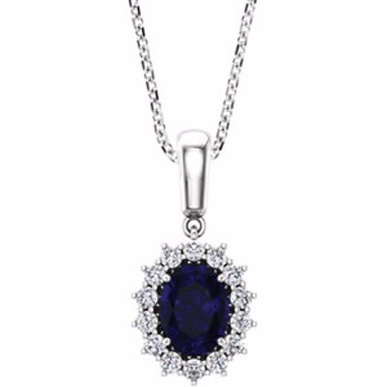 85655:70000:P 14kt White 11x9mm Swiss Blue Topaz & Diamond Necklace