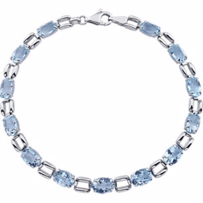 651203:60000:P 14kt White 7x5mm Oval Sky Blue Topaz 7" Bracelet