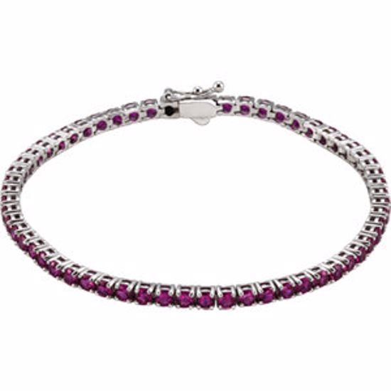 651204:60001:P 14kt White Created Ruby Line 7.25" Bracelet