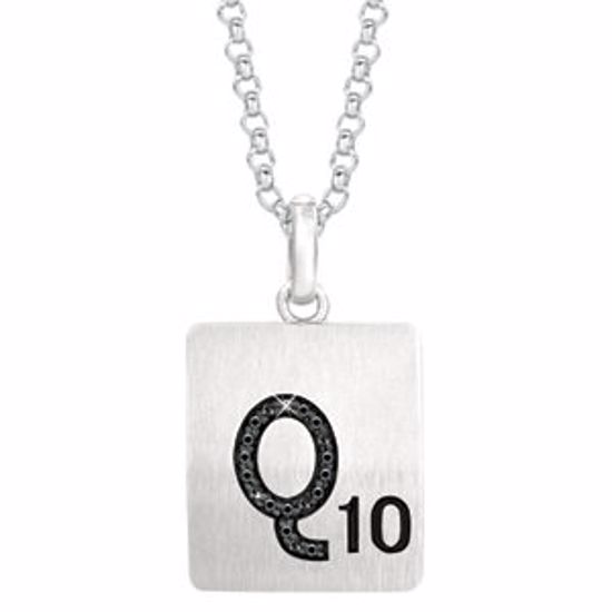 651121:119:P Sterling Silver .05 CTW Black Diamond Letter "Q" 18" Necklace