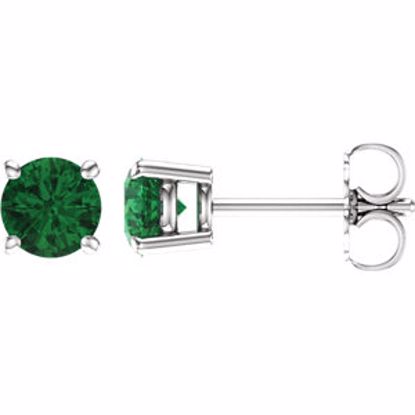 1874:70003:P 14kt White 5mm Round Emerald Earrings