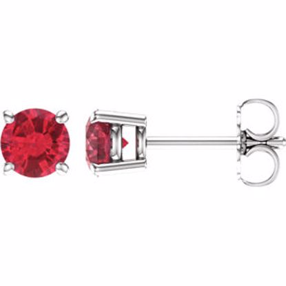 1874:70005:P 14kt White 5mm Round Ruby Earrings