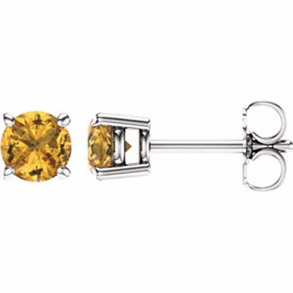 1874:70007:P 14kt White 5mm Round Yellow Sapphire Earrings