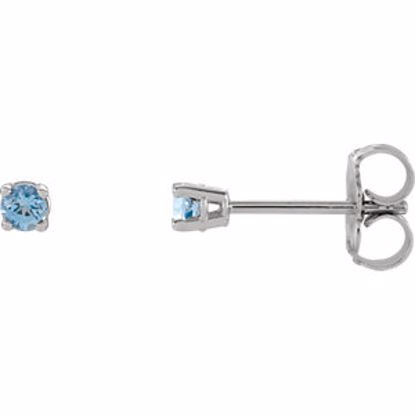 1874:70011:P 14kt White 2.5mm Round Aquamarine Earrings