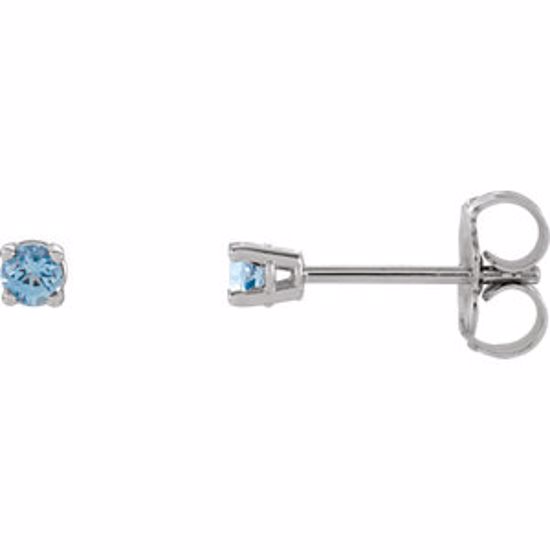 1874:70011:P 14kt White 2.5mm Round Aquamarine Earrings