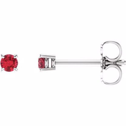 1874:70014:P 14kt White 2.5mm Round Ruby Earrings