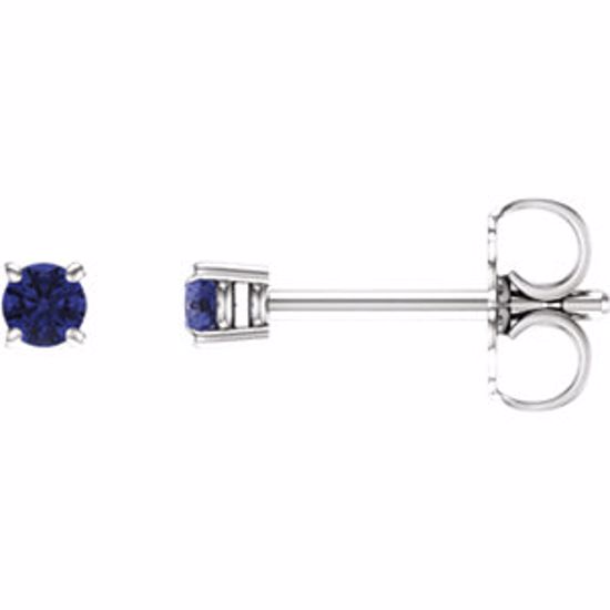 1874:70018:P 14kt White 2.5mm Round Purple Tanzanite Earrings