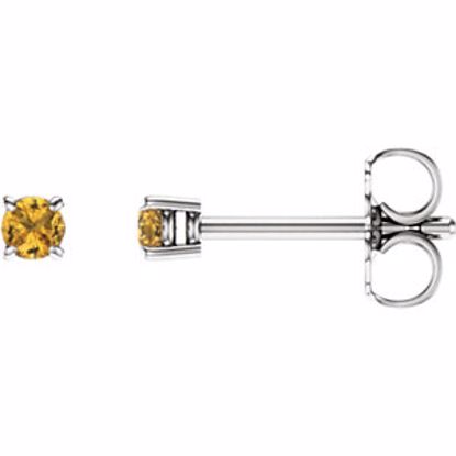 1874:70020:P 14kt White 2.5mm Round Yellow Sapphire Earrings