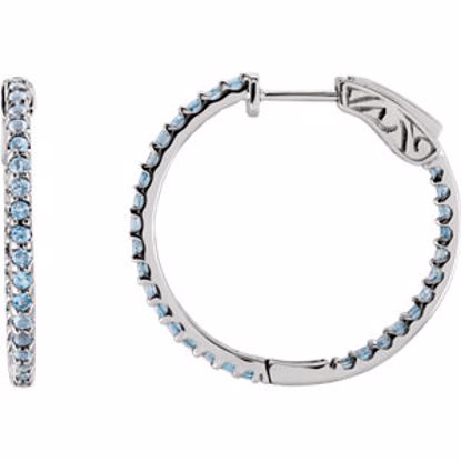 650183:70010:P 14kt White Sky Blue Topaz Hoop Earrings