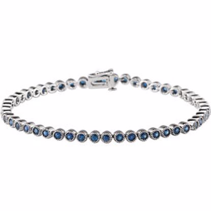 651257:70001:P 14kt White Blue Sapphire 7.25" Line Bracelet