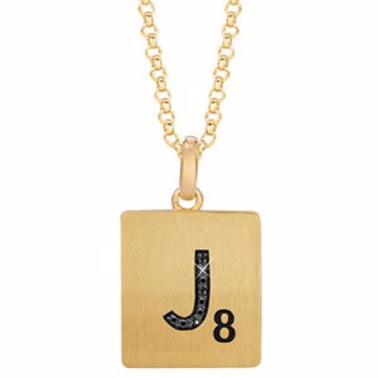 651121:132:P Gold Plated Sterling Silver .02 CTW Black Diamond Letter "J" 18" Necklace