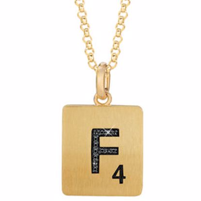 651121:140:P Gold Plated Sterling Silver .03 CTW Black Diamond Letter "F" 18" Necklace