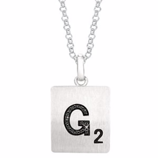 651121:139:P Sterling Silver .05 CTW Black Diamond Letter "G" 18" Necklace