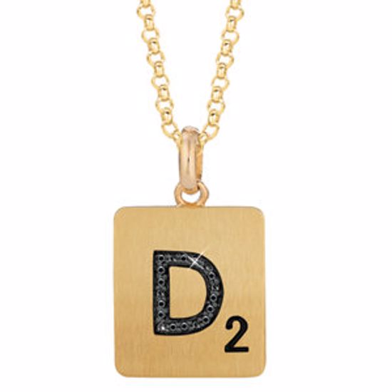 651121:152:P Gold Plated Sterling Silver .05 CTW Black Diamond Letter "D" 18" Necklace