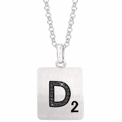 651121:153:P Sterling Silver .05 CTW Black Diamond Letter "D" 18" Necklace