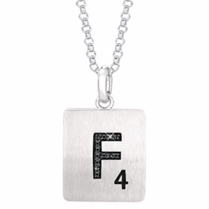 651121:141:P Sterling Silver .03 CTW Black Diamond Letter "F" 18" Necklace