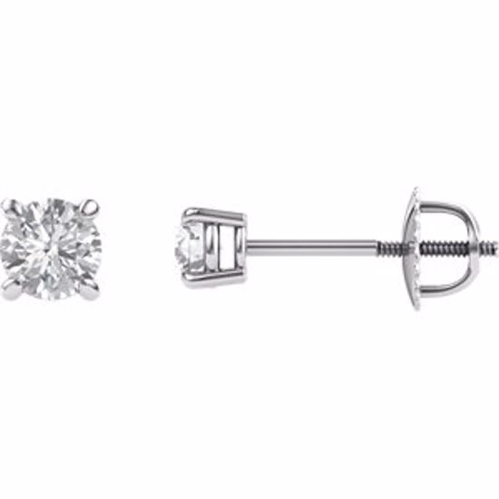 651174:60000:P 14kt White 4mm Round Forever Brilliant Created Moissanite 4-Prong Threaded Post Earrings