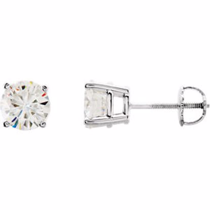 651174:60005:P 14kt White 7mm Round Forever Brilliant Created Moissanite 4-Prong Threaded Post Earrings