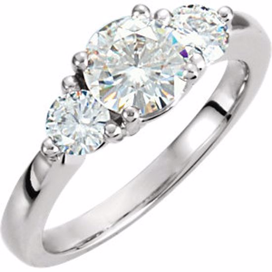 64727:110004:P 14kt White Forever Brilliant® Moissanite 3-Stone Engagement Ring