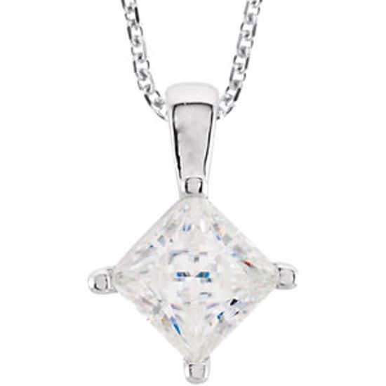 651131:60001:P 14kt X1 White 5mm Square Forever Classic™ Moissanite 18" Necklace