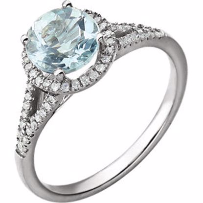 651300:70003:P 14kt White Aquamarine & 1/5 CTW Diamond Ring