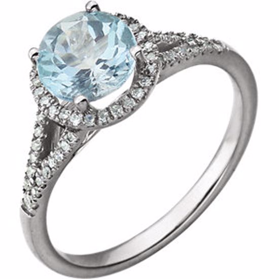 651300:70004:P 14kt White 1/5 CTW Diamond & Sky Blue Topaz Birthstone Ring