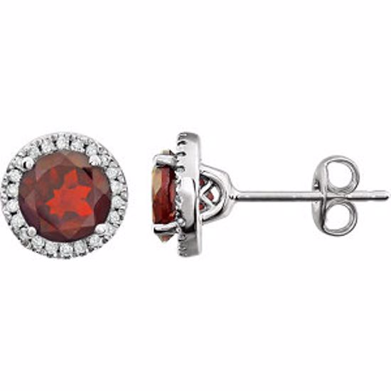 651302:70010:P 14kt White Mozambique Garnet & 1/8 CTW Diamond Earrings